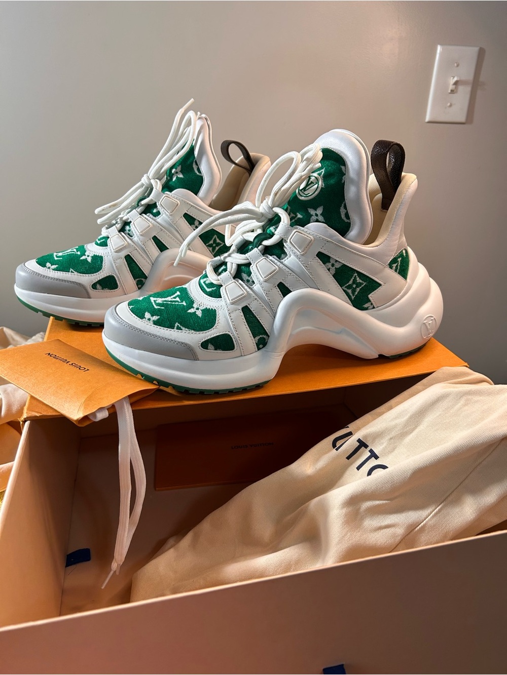 Louis Vuitton Green and White Women's Archlight Sneakers